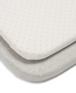 2 Pack Lua Bedside Crib Sheets - Grey Star/Stripe