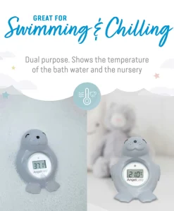 Angelcare Happy Seal Baby Bath & Room Thermometer - Grey