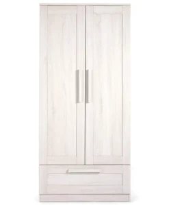Atlas 2 Door Nursery Wardrobe with Storage Drawer - Nimbus White