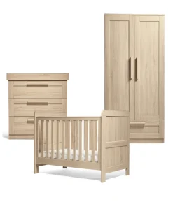 Atlas 3 Piece Convertible Cot Range with Dresser Changer & Wardrobe - Light Oak