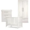 Atlas 3 Piece Convertible Cot Range with Dresser Changer & Wardrobe - White