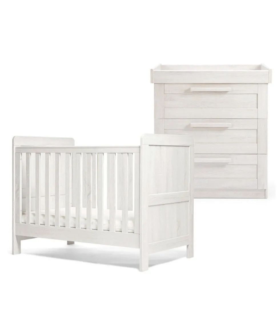 Atlas 2 Piece Convertible Cot Set with Dresser Changer - White