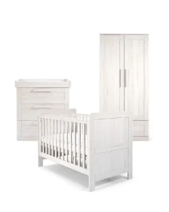 Atlas 3 Piece Cotbed Range with Dresser Changer & Wardrobe - Nimbus White