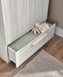 Atlas 3 Piece Cotbed Range with Dresser Changer & Wardrobe - Nimbus White