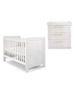 Atlas 2 Piece Cotbed Set with Dresser Changer - Nimbus White