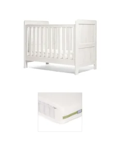 Atlas Convertible Cot Bundle with Premium Pocket Spring Cot Mattress - White
