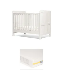 Atlas Convertible Cot Bundle with Essential Airflow Pocket Spring Cot Mattress - White