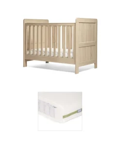 Atlas Convertible Cot Bundle with Premium Pocket Spring Cot Mattress - Oak