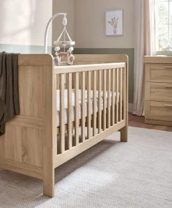 Atlas Cotbed & Luxury Hybrid Twin Mattress Bundle - Light Oak