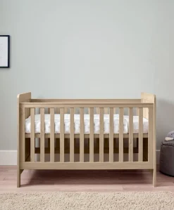 Atlas Cotbed & Luxury Hybrid Twin Mattress Bundle - Light Oak