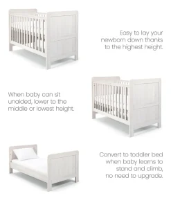 Atlas Nursery Bundle with Lua Bedside Crib (6 Piece) – White