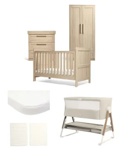 Atlas Nursery Bundle with Lua Bedside Crib (6 Piece) – Light Oak