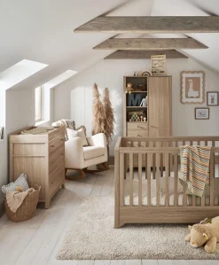 Barton 3 Piece Cotbed Range with Dresser Changer & Wardrobe - Natural/Oak