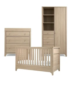 Barton 3 Piece Cotbed Range with Dresser Changer & Wardrobe - Natural/Oak