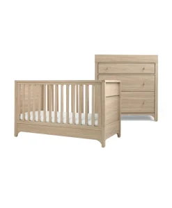 Barton 2 Piece Cotbed Set with Dresser Changer - Natural/Oak