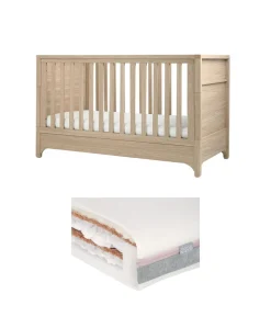 Barton Cotbed With Luxury Hybrid Twin Cotbed Mattress Bundle - Natural/Oak