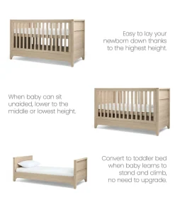 Barton Nursery Bundle With Lua Bedside Crib (6 Piece) - Natural/Oak