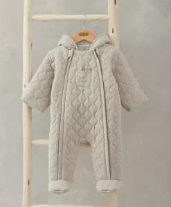 Bear Hugs Quilted Jersey Pramsuit - Sand