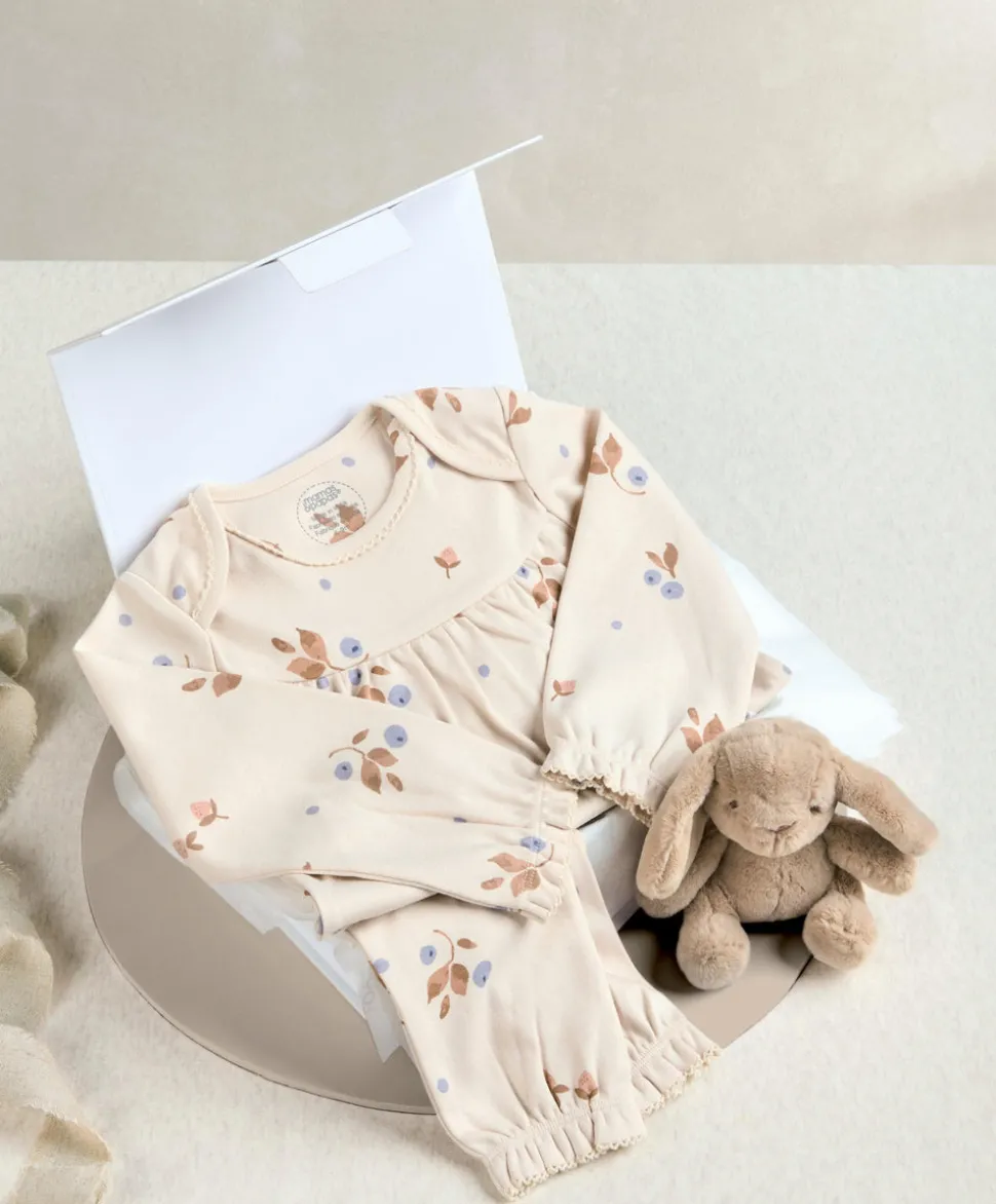 Berry Print Pyjamas & Small Beanie Bunny Gift Box