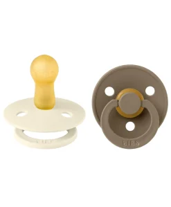 BIBS Colour Dummies 2 Pack Size 1 - Ivory/Dark Oak
