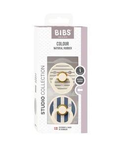 BIBS Pacifier Studio Colour (2 Pack) Ivory/Steel Blue