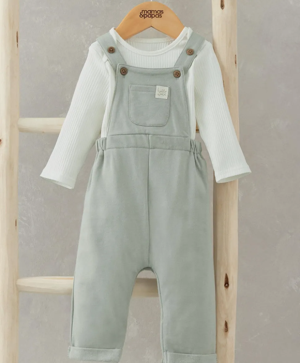 Bodysuit & Jersey Dungarees Outfit Set - Green
