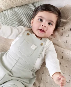 Bodysuit & Jersey Dungarees Outfit Set - Green