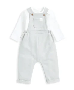 Bodysuit & Jersey Dungarees Outfit Set - Green