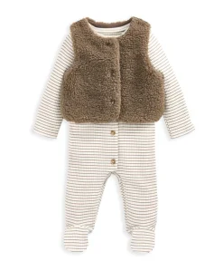 Borg Gilet & All in One Outfit Set - Sand