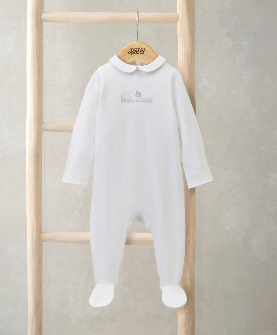 Born in 2026 Embroidered All In One – White