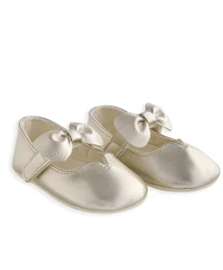 Bow Pram Shoes - Gold