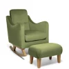 Bowdon Nursing Chair & Footstool Set - Olive Velvet