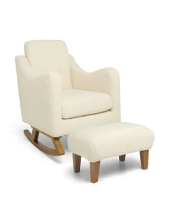 Bowdon Nursing Chair & Footstool Set - Oyster Chenille Boucle