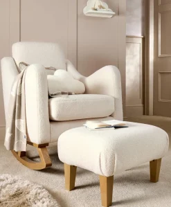 Bowdon Nursing Chair & Footstool Set - Off White Boucle