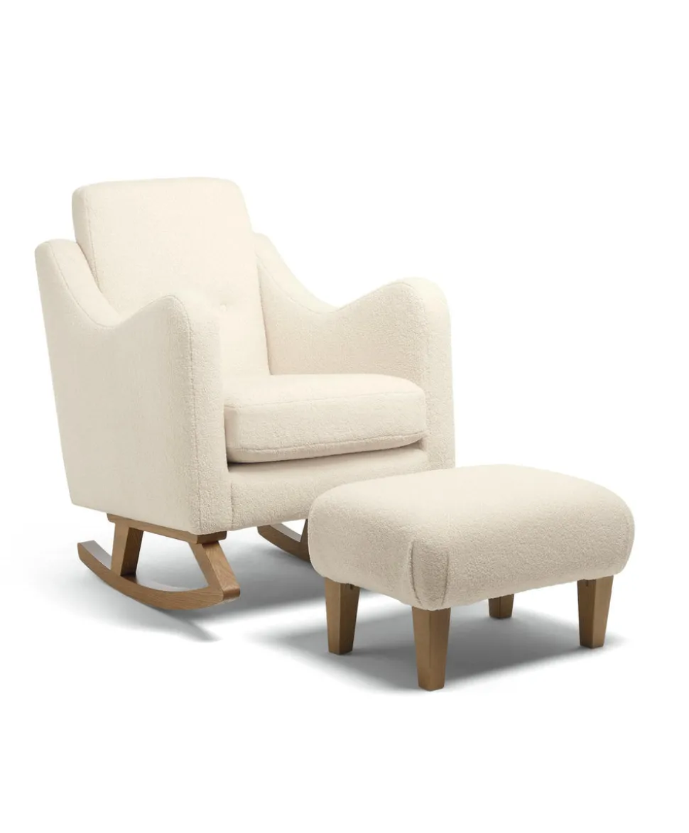Bowdon Nursing Chair & Footstool Set - Off White Boucle