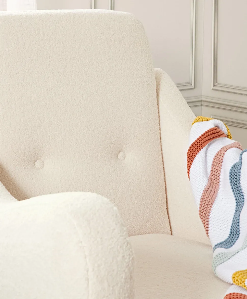 Bowdon Nursing Chair & Footstool Set - Off White Boucle