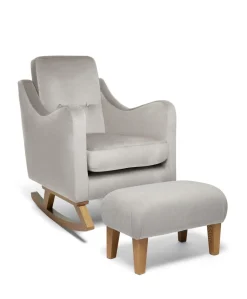 Bowdon Nursing Chair & Footstool Set - Silver Woven