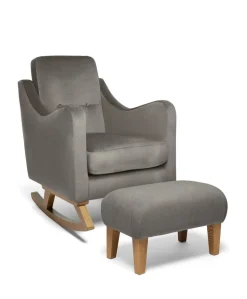 Bowdon Nursing Chair & Footstool Set - Grey Woven