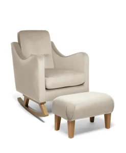Bowdon Nursing Chair & Footstool Set - Stone Velvet