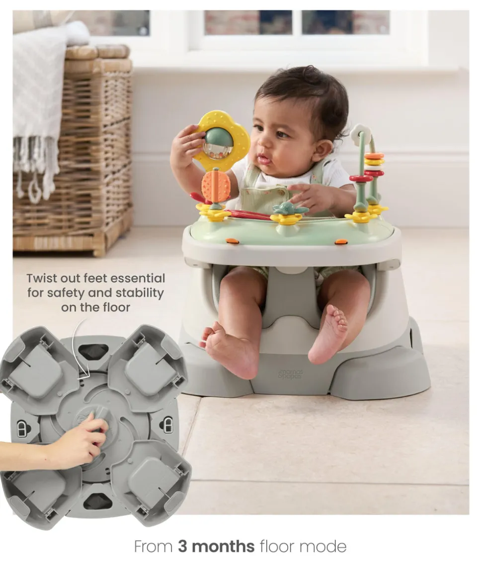 Bug 3-in-1 Floor & Booster Seat with Activity Tray - Pebble Grey