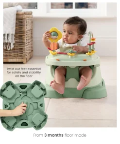 Bug 3-in-1 Floor & Booster Seat with Activity Tray - Eucalyptus