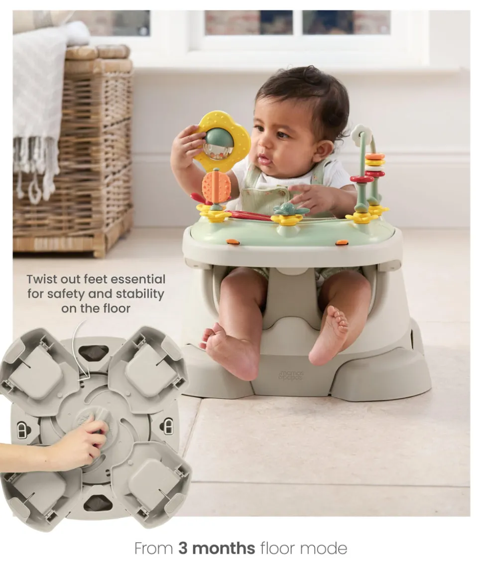 Bug 3-in-1 Floor & Booster Seat with Activity Tray - Clay