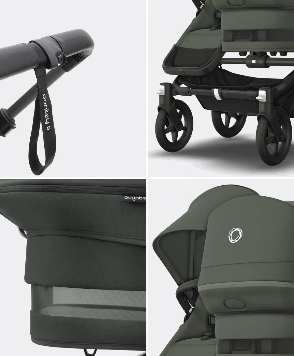 Bugaboo Donkey 5 Double Carrycot & Seat Pushchair - Forest Green