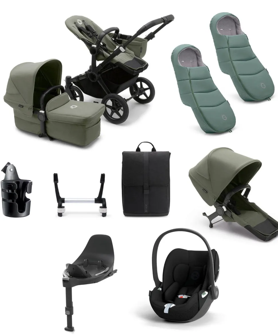 Bugaboo Donkey 5 Duo Pushchair Bundle with Cloud T Car Seat & Base - Forest Green