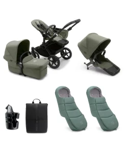 Bugaboo Donkey 5 Duo Pushchair Essential Bundle - Forest Green