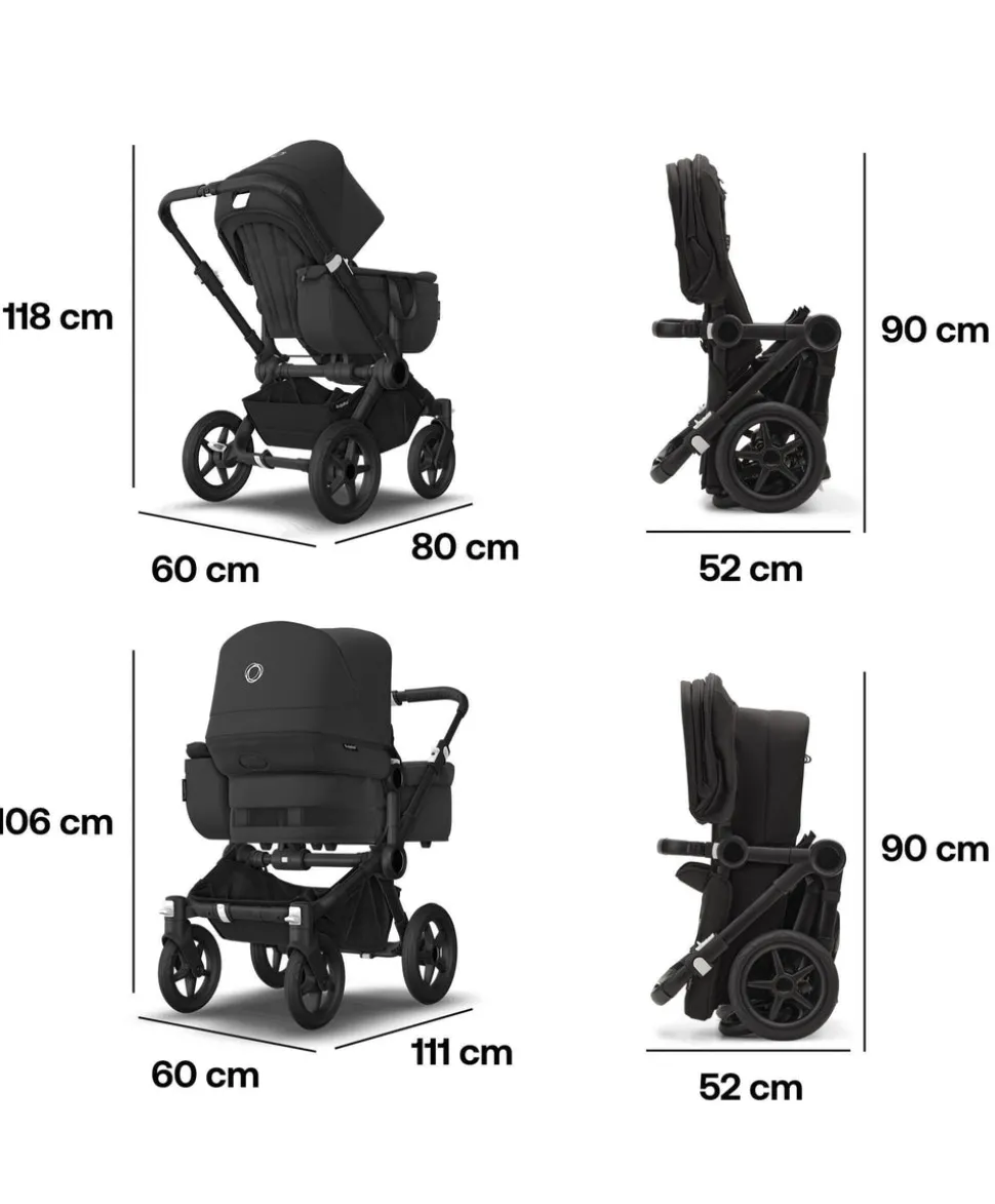 Bugaboo Donkey 5 Mono Complete Pushchair & Carrycot - Midnight Black