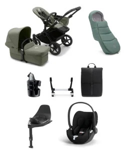 Bugaboo Donkey 5 Mono Complete Pushchair Ultimate Bundle with Cloud T Car Seat & Base - Forest Green