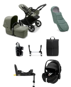 Bugaboo Donkey 5 Mono Complete Pushchair Ultimate Bundle with Maxi-Cosi Pebble 360 Pro² Car Seat & Base - Forest Green