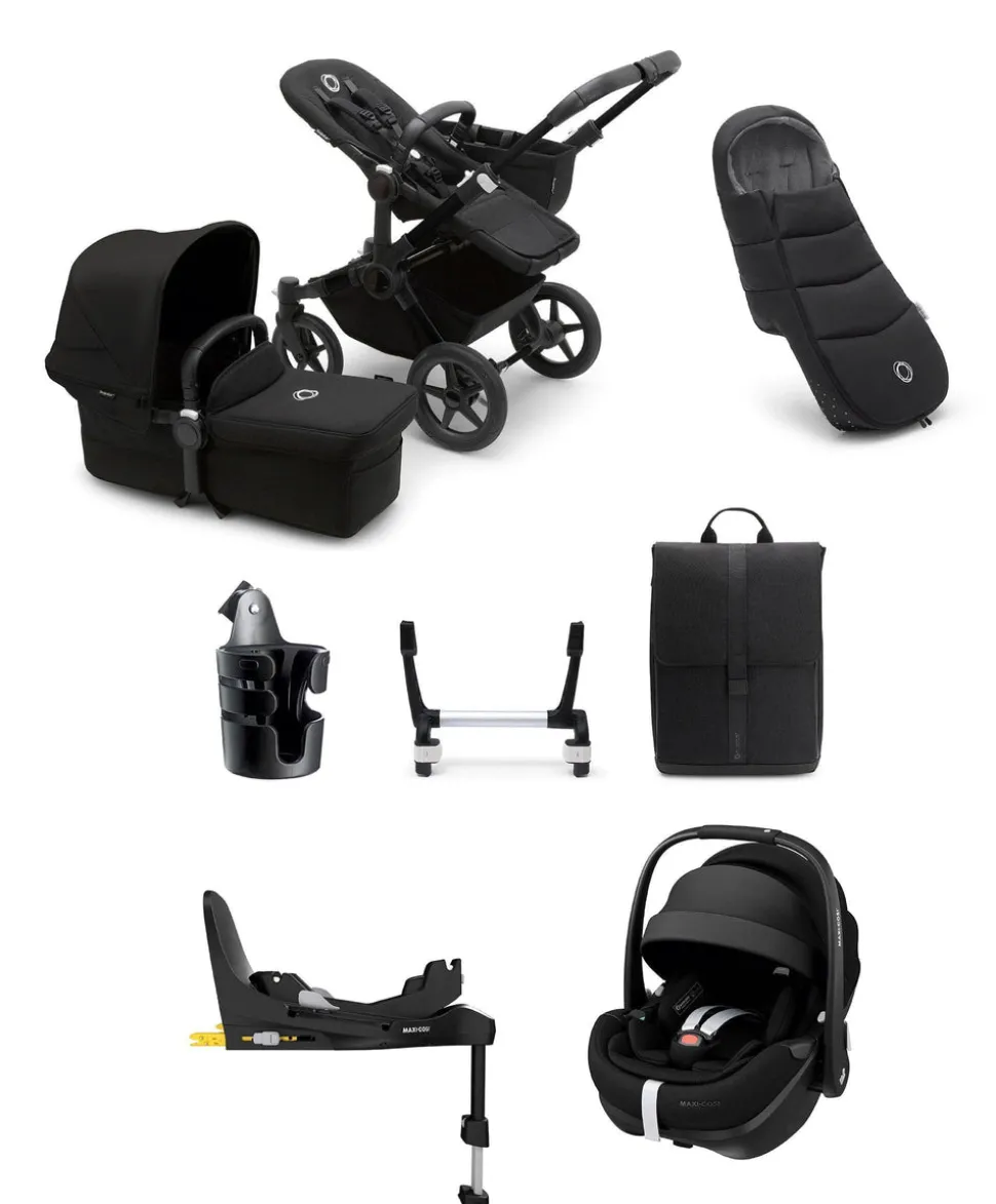 Bugaboo Donkey 5 Mono Complete Pushchair Ultimate Bundle with Maxi-Cosi Pebble 360 Pro² Car Seat & Base - Black
