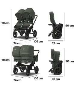 Bugaboo Donkey 5 Twin Carrycot & Seat Pushchair - Forest Green